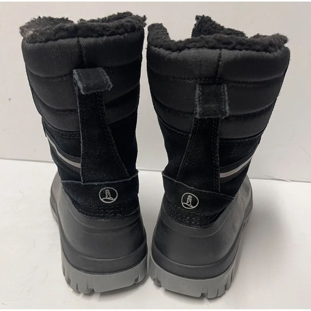 Lands End Youth size 5 Kids Lace Up Black Snow Waterproof Duck Boots‎